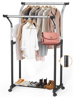 N4673  Double Rails Clothing Garment Rack