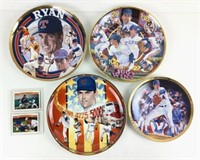 (4) Nolan Ryan Plates, (2) Baseball Cards