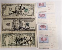 Autographed $50, $20, $5 Bills & Ticket Stubs