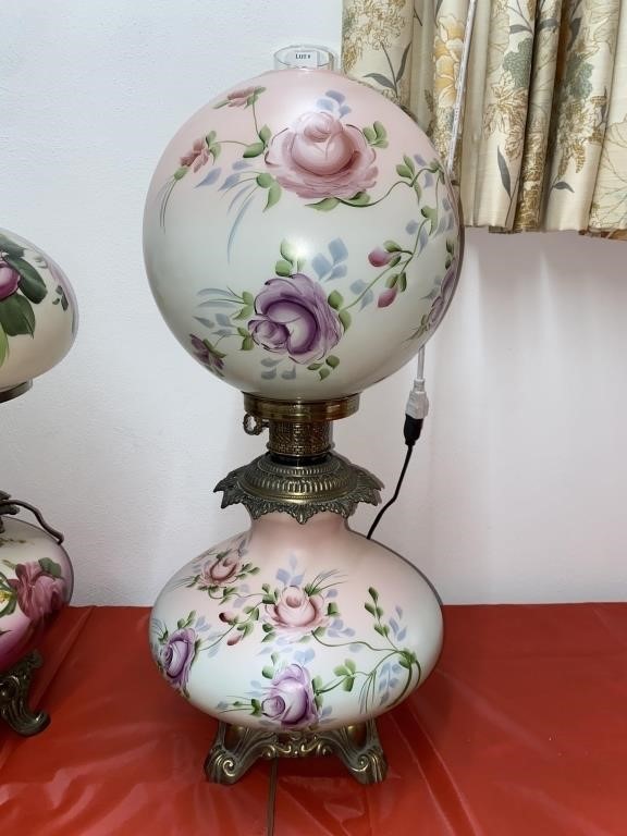 ELECTRIC GLASS OIL-STYLE LAMP HAND-PAINTED