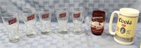 Set of 5 Vintage Schlitz beer glasses, Coors