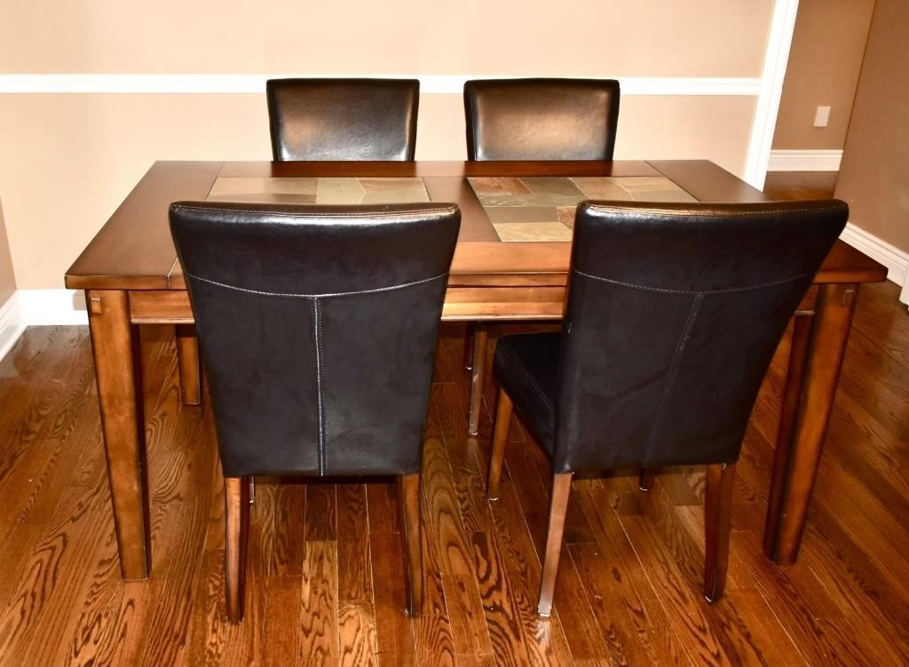 SLATE TOP DINING TABLE WITH 4 CHAIRS