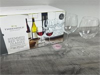 Brand new box of stemmed red wine glasses
