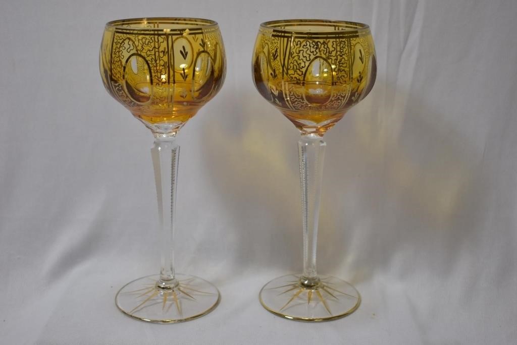 A Pair of Gold Gilted Stem Goblet