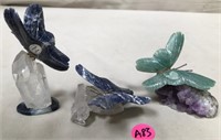 350 - LOT OF 3 BUTTERFLY FIGURINES (A83)