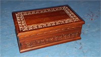 Hand carved wood box 6.75 in by 4 in by 2.5 in