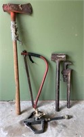 Lot Of Tools Including Axe, Malott, Grip & More