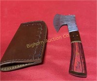 Damascus Mini Axe w/ Leather Sheath 3" Blade