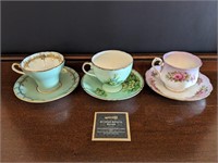 Set of 3 English Porcelain Tea Cups & Saucers 5