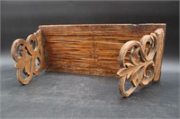 Vintage Carved Wood Expanding Book Rack