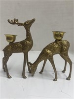 Vintage Brass Deer Candle Holders