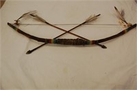 Wooden Bow W/ 2 Arrows & Feather Accents