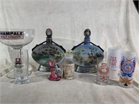 CIVIL WAR THEMED DECANTERS and other glassware