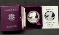 1989 1oz Proof Silver Eagle w/Box & Papers