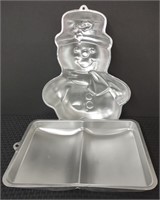 Vtg Wilton Cake Pans-Snowman & Book