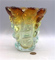 MCM Tri-color Hand-Blown "Puffy" Glass Vase