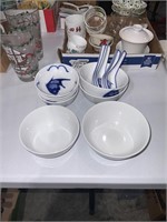 vintage cobalt fish koi rice/bowl set karp