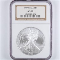 2007 Silver Eagle NGC MS69