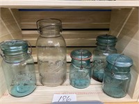 GLASS TOP BLUE & CLEAR CANNING JARS