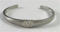 Sterling Silver Gold and Diamond Cuff Bracelet