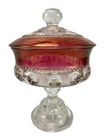 Indiana Glass Ruby Red Thumbprint Footed Compote
