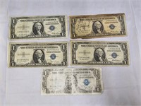 5 $1 Silver Certificates