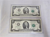 1995 & 2013 $2 Federal Reserve Notes