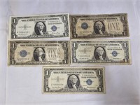 5 $1 Silver Certificates