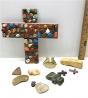 Tile Rock Art Cross,Assorted Rocks