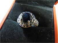 NEW BLUE/WHITE SAPH RING STAMPED 925 SIZE 6