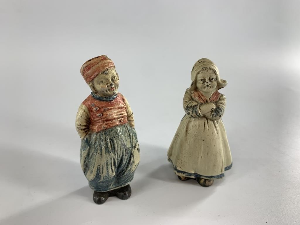 Antique pair of Dutch children salt and pepper sha