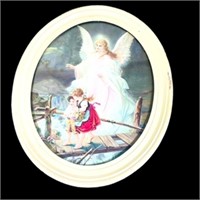 Vintage Guardian Angel over Children 22 in tall Oe