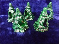 Set of 5 Ceramic Christmas Tree Napkin Rings