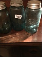 3 vintage Ball jars with zinc tops