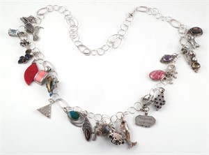 Sterling Charm Necklace 25 Charms
