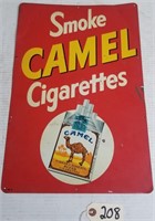 "SMOKE CAMEL CIGARETTES" METAL SIGN