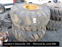 LOT, (2) 26.5-25 TIRES W/WHEELS ON THIS PALLET