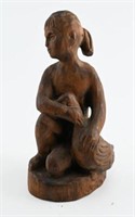 Spanish carved ironwood figure of girl with