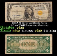 1935A $1 Silver Certificate North Africa WWII Emer