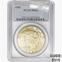 1926 Silver Peace Dollar PCGS MS63