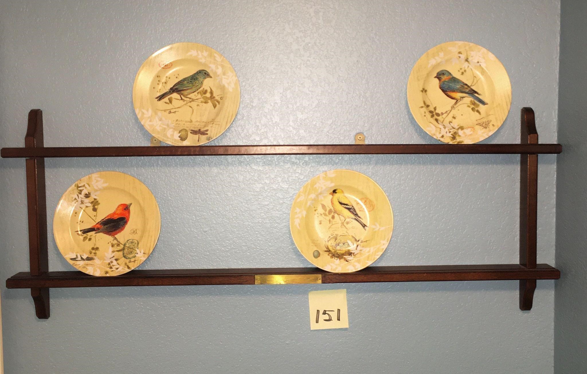 Hanging Plate Rack with 4 Bird Plates