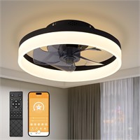 15.7" Small Ceiling Fan with Light, Flush Mount