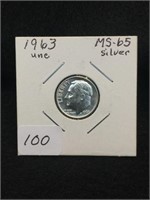 1963 unc  Roosevelt Dime Proof Like -NICE