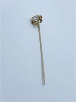 14K GOLD STICK PIN W/ CZ CENTER STONE 1.93 GRAMS