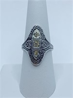 RING 14KT ELECTROPLATED SZ. 8 FAUX DIAMOND
