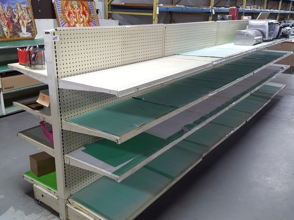 4 sections gondola shelving each 48" w x 54" high*