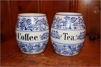 Germany Blue Onion coffee and tea canisters