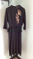 Vintage ladies black homemade dress with back