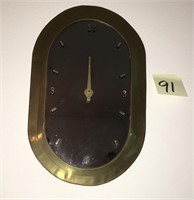 MCM Brass & Black Wall Mirrored Clock