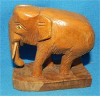1970's Hand Carved Wooden Elephant Figure